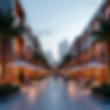 A panoramic view of Boxpark Dubai showcasing its unique architecture and vibrant atmosphere.