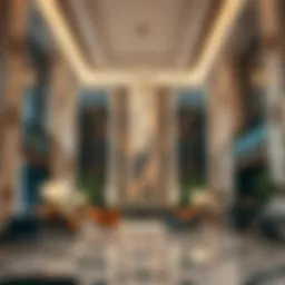 Luxurious hotel lobby with modern decor