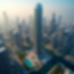 Aerial view of the Single Business Tower showcasing its modern architecture