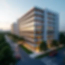 Aerial view of Atrium Business Centre showcasing its modern architecture