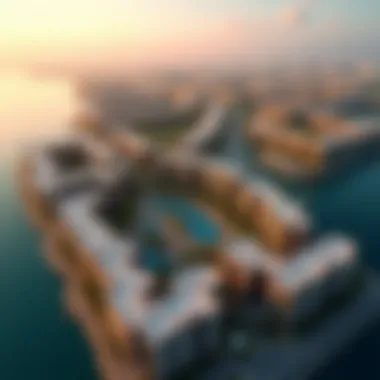 Luxurious Developments in the Golden Mile Aerial view of the Golden Mile in Dubai showcasing luxurious developments