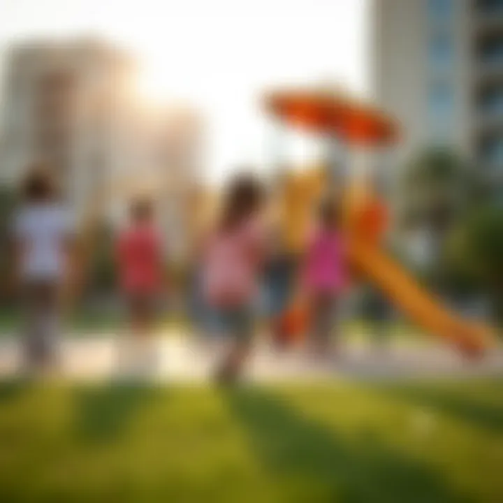 Children playing and exploring the park's playground area