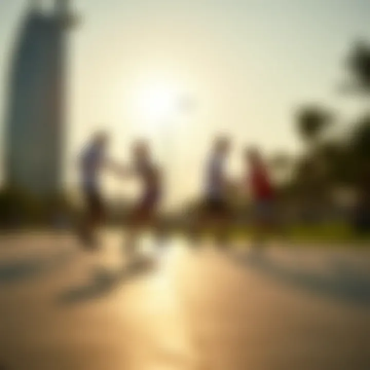 Visitors enjoying recreational activities in the park under the sun