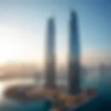 Stunning panoramic view of Jumeirah Bay Towers against the Dubai skyline