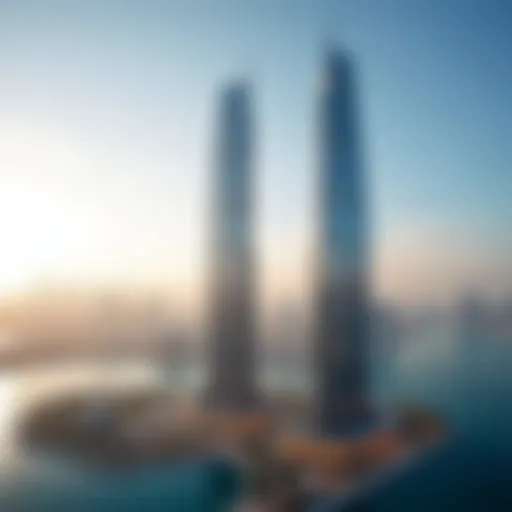 Stunning panoramic view of Jumeirah Bay Towers against the Dubai skyline