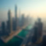 Aerial view of Dubai's skyline featuring iconic skyscrapers