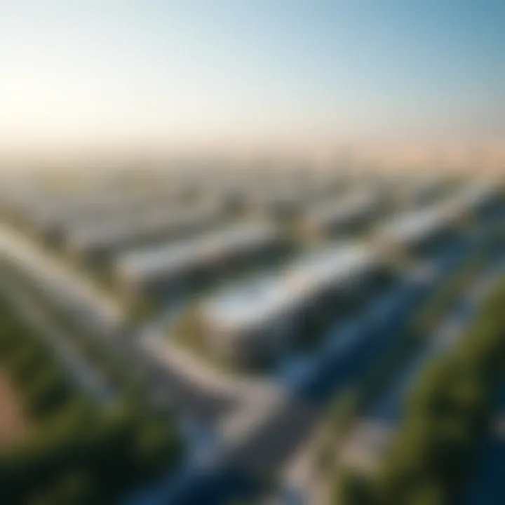 Aerial view of Tasjeel Al Barsha showcasing its modern architecture